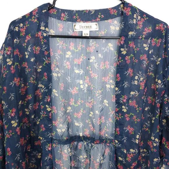 Decree Top Womens XL Sheer Lightweight Colorful Ruffle Poet Sleeve Feminine - Picture 2 of 10